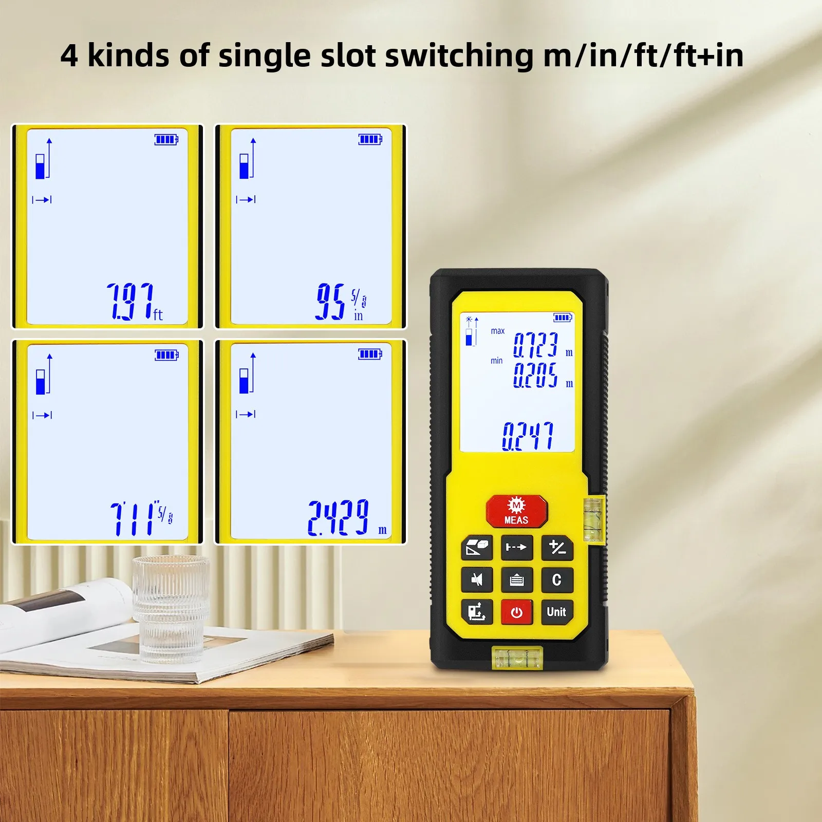 50/70/100M Handheld Laser Distance Meter Infrared Rangefinder Electronic Tape Measure 4 Units Switch Indoor Room Measure Tool