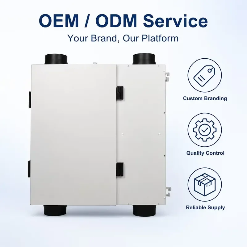 High Efficiency High Static Pressure Energy Recovery Ventilator ERV 84 Heat Recovery for Villa Apartment Office