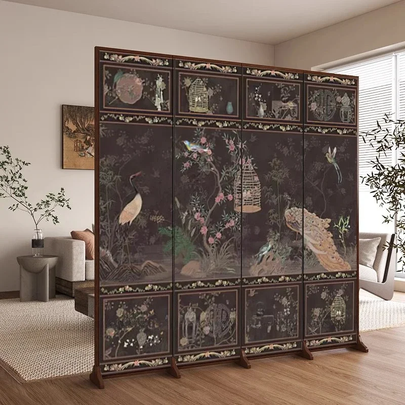 

Medieval crane screen foldable mobile home entry living room partition blocking tea room office retro folding screen