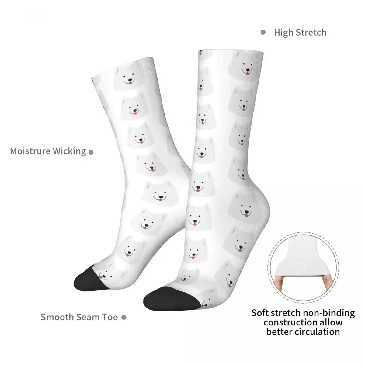 Samoyed With Tounge Out MLEM Socks Harajuku Absorbing Stockings All Season Long Socks Accessories for Unisex Birthday Present