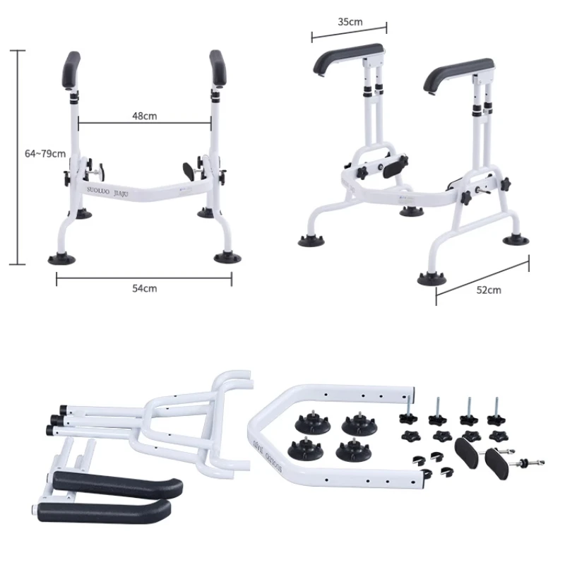 مسند ذراع المرحاض لكبار السن بدون ثقب، يمكن رفع رف المرحاض المحمول المنزلي للنساء الحوامل، درابزين المرحاض متعدد الوظائف لكبار السن