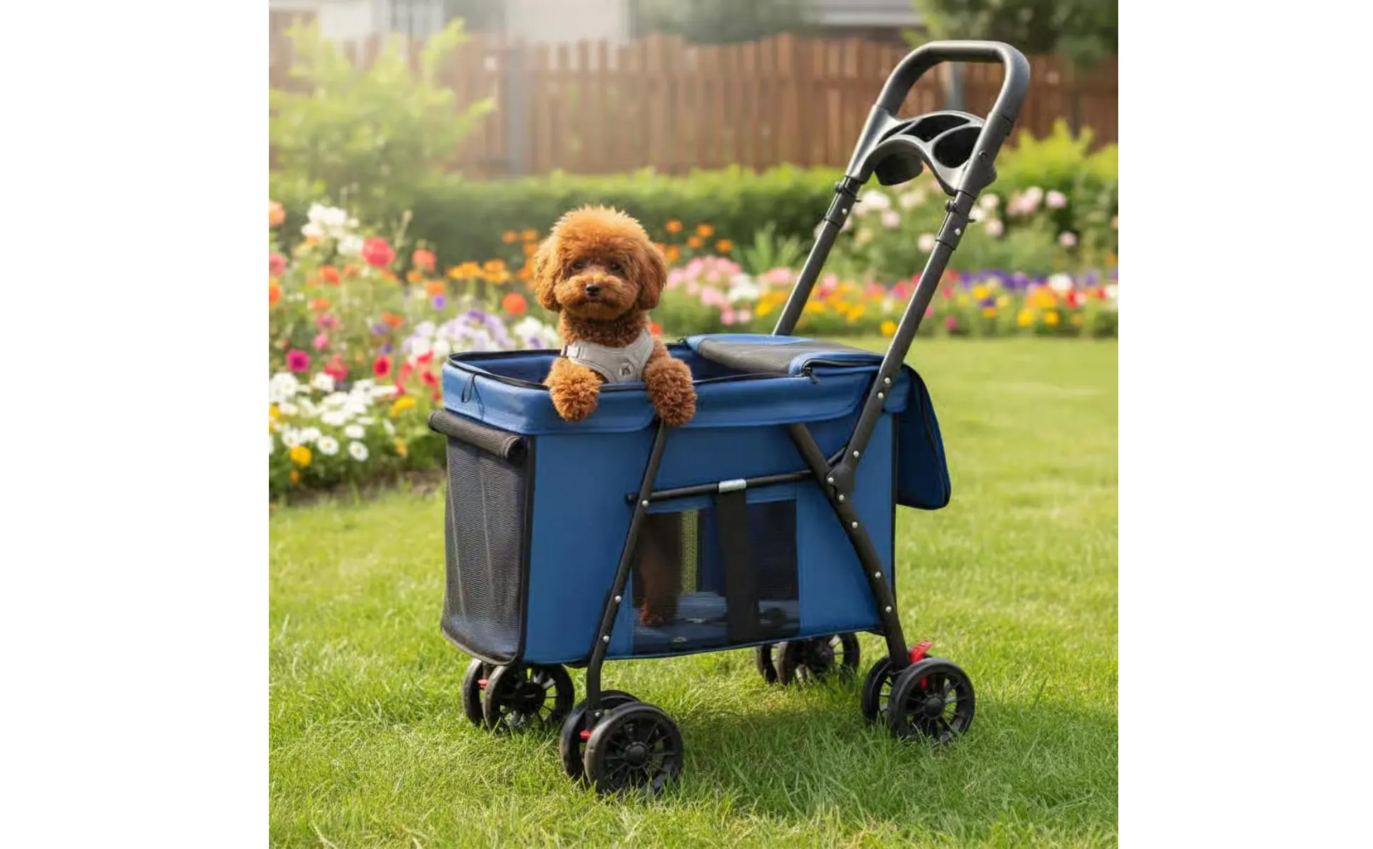 Dog Stroller Collapsible Feline Stroller Lightweight Pet Stroller Easy Accessible Creature Gear Rear Brakes for Walks, Outdoor
