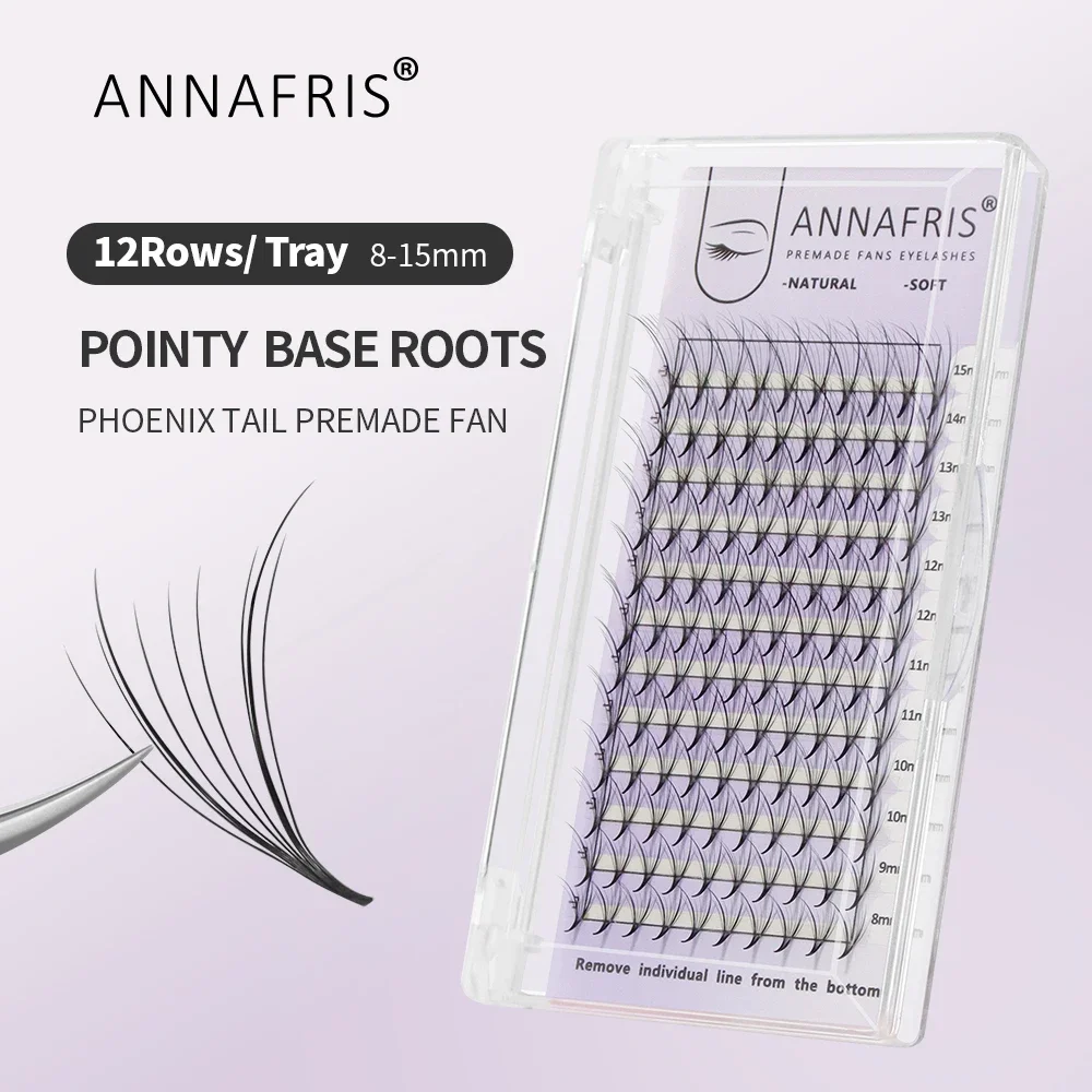 ANNAFRIS Pointy Base Premade Volume Fans Russia Volume Eyelash Extension Phoenix Tail  Faux Mink Individual Lashes