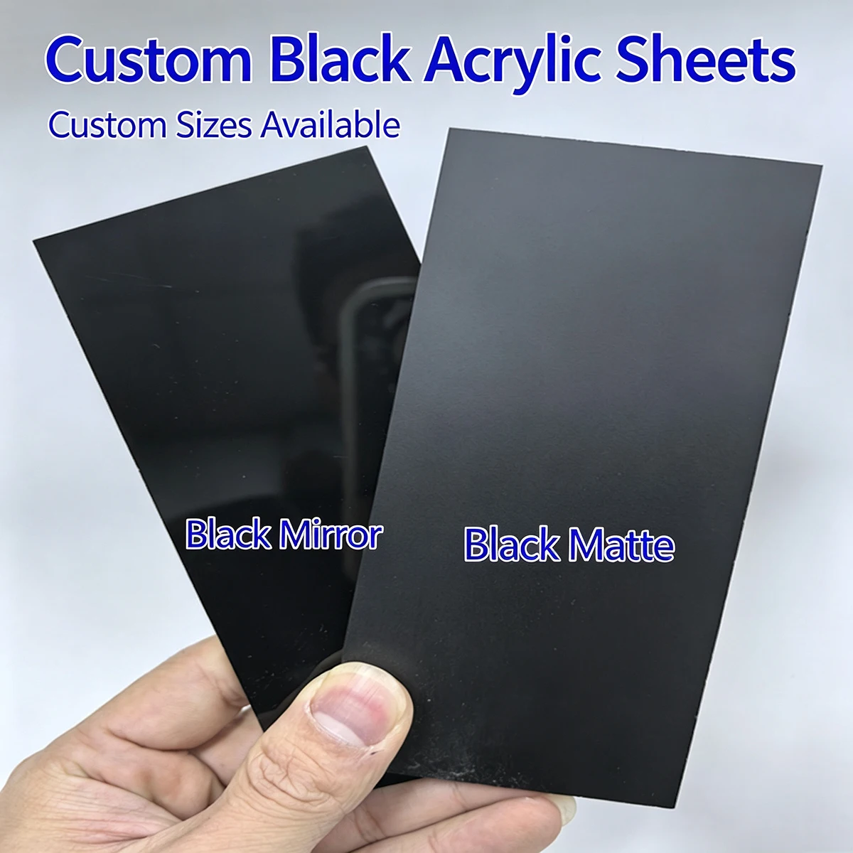 1pcs 2mm Thickness Black Mirror Acrylic Board Perspex Glass Plate Plastic Organic Sheet Methacrylat100*100~300*500