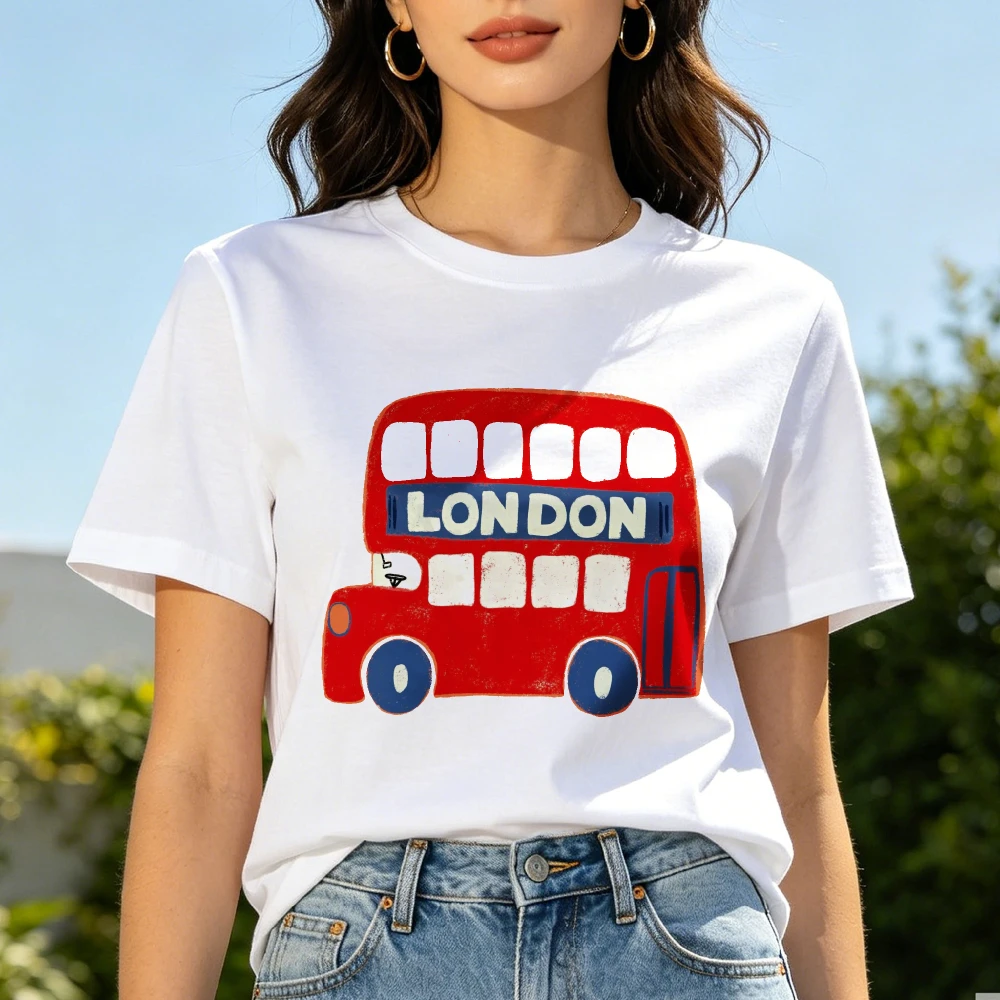재미있는 레드 더블 데커 버스 그래픽 티셔츠 런던 교통 - Women'S Fashion London 리뷰 및 가격