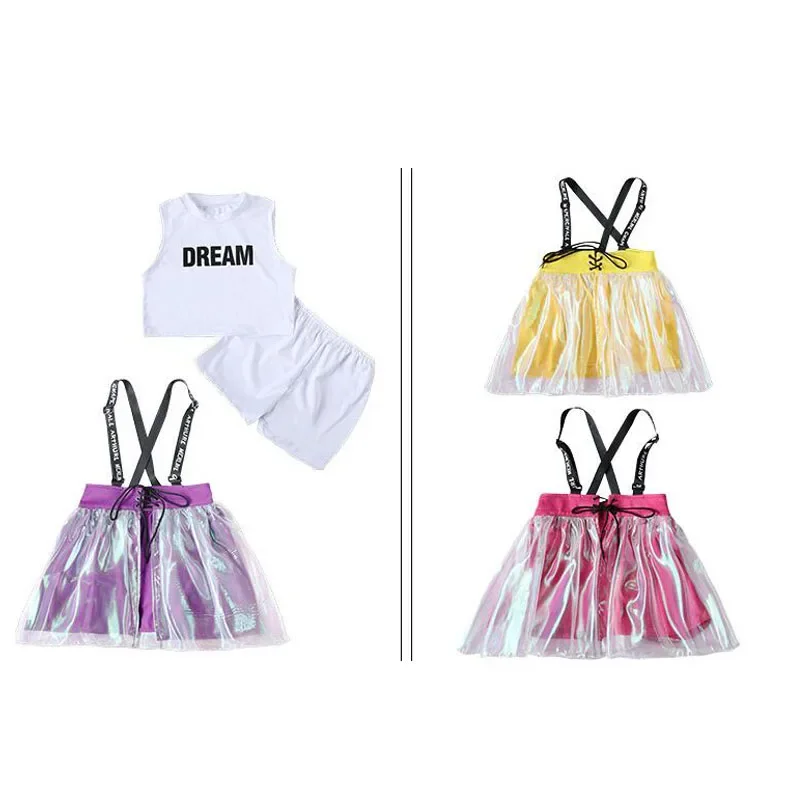 Tenues de spectacle de pom-pom girl pour enfants, robe de scène moderne, olympiques de danse jazz, vêtements de rue imbibés, tenues hip hop pour filles