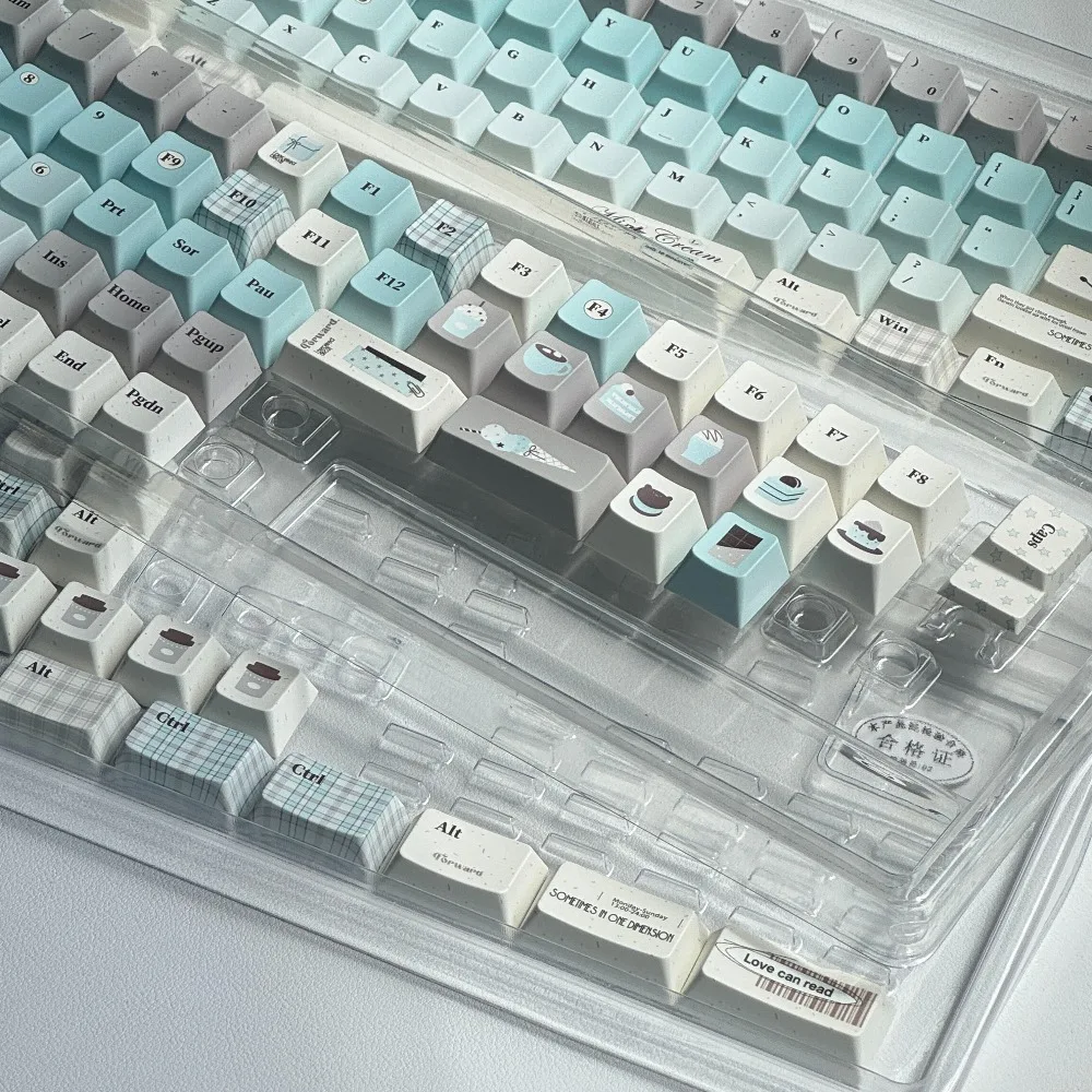 Mint Chocolate Theme Keycaps Set PBT Sublimation Keyboard Caps Cherry Profile Keycaps for Mechanical Keyboard Accessories 135key
