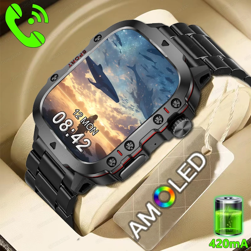 

Rugged Military Smart Watch Men For Huawe ios Ftiness Watches Ip68 Waterproof AI Voice Bluetooth Call Smartwatch 2024 New Man