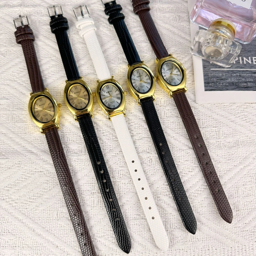 Модные женские часы с овальным циферблатом, роскошный кожаный ремешок, женские кварцевые часы в стиле ретро, дропшиппинг, Reloj De Mujer 시계 여성