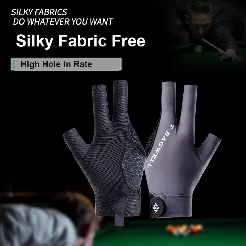 Fingerless Billiards Gloves Ice Silk Breathable Anti-slip Wear-resistant High Elastic for Men Snooker Game Billiards Fishing