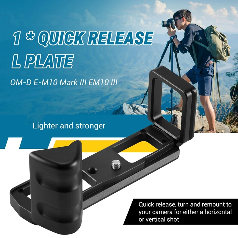 Quick Release L Plate Bracket Double Handle For Olympus OM-D E-M10 Mark III EM10 III Camera