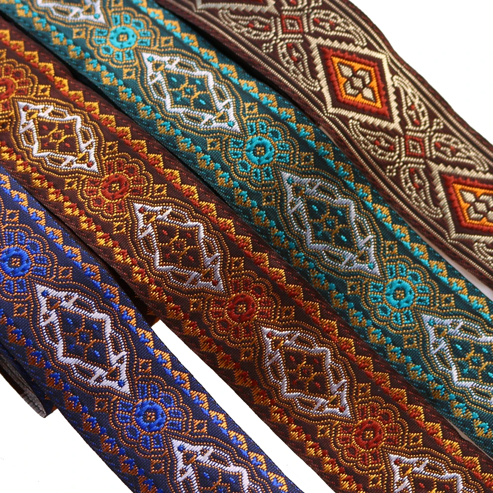 7METER 35MM 1.3 INCH  33mm Vintage Ethnic Embroidery Lace Ribbon Boho Lace Trim DIY Clothes Bag Accessories Embroidered Fabric