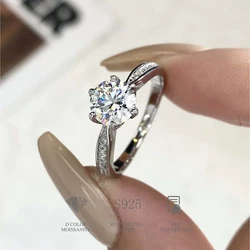 DW Luxury 0.5-2CT Moissanite Diamond Rings for Women Engagement Real 925 Sterling Silver Original Wedding Gemstone Fine Jewelry