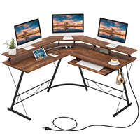 USB Charging Port socket Corner Desk L-Shaped Desk Computer table with Monitor Stand keyboard shelf