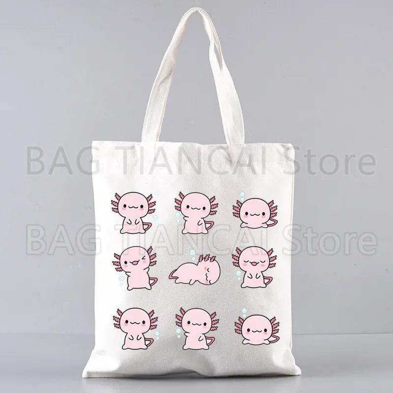 Anatomy of The Mexican Axolotl Shopper Bags Anime Kawaii Women Resuable Tote Bag Harajuku Large Capacity Shopping Bag