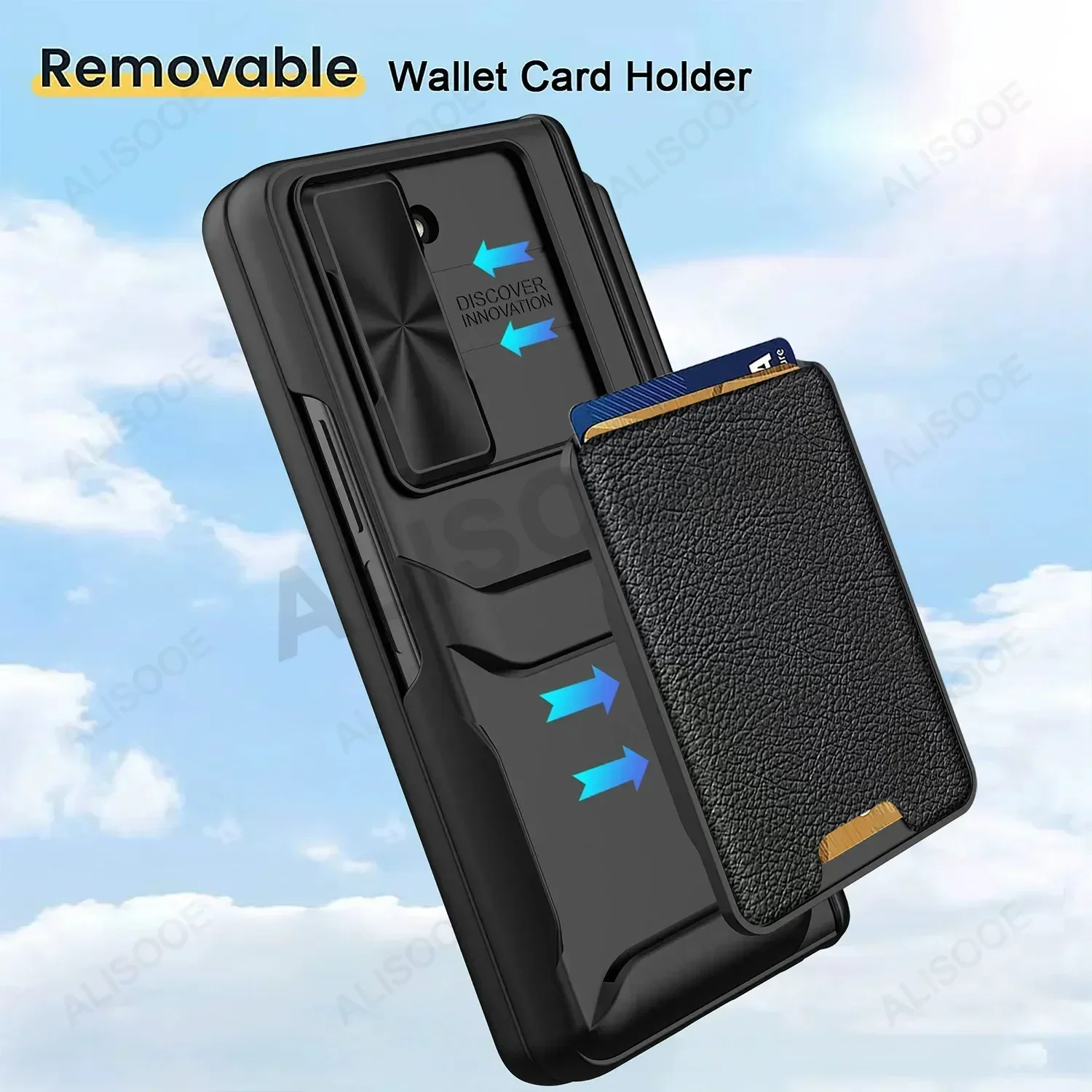 Wallet Card Holder Funda for Samsung Galaxy Z Fold 6 Fold6 5 4 Case Hinge Pen Slot Removeable Slide Camera Front Glass Cover