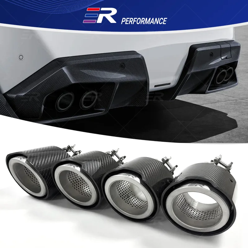 

4 шт., настоящий глянцевый наконечник из углеродного волокна, титановый наконечник выхлопной системы для G9X M5, глушитель, внешнее украшение автомобиля