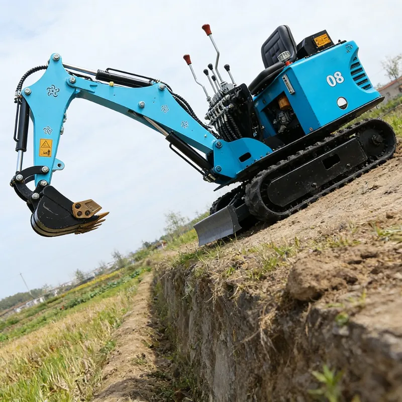 

Mini Excavator 0.8 Ton Hydraulic Crawler Bagger For Garden Trenching High Efficiency Small Digger Machine For Home Backyard