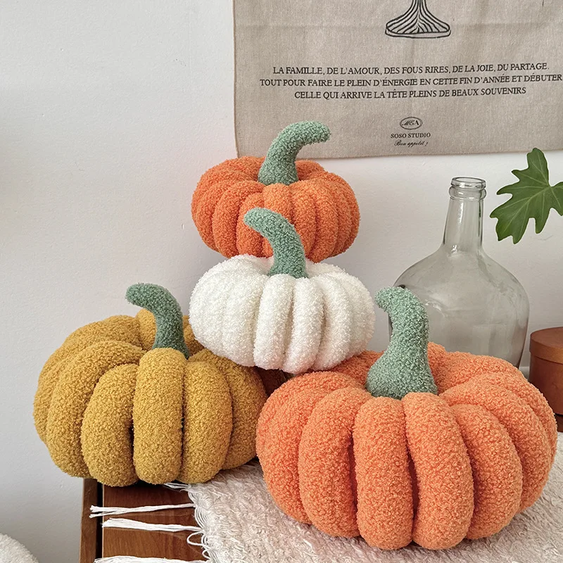 

20cm New Nordic Halloween Pumpkin Plush Toy Plushie Soft Plant Stuffed Doll Holidays Props Decorative Throw Pillow for Kids