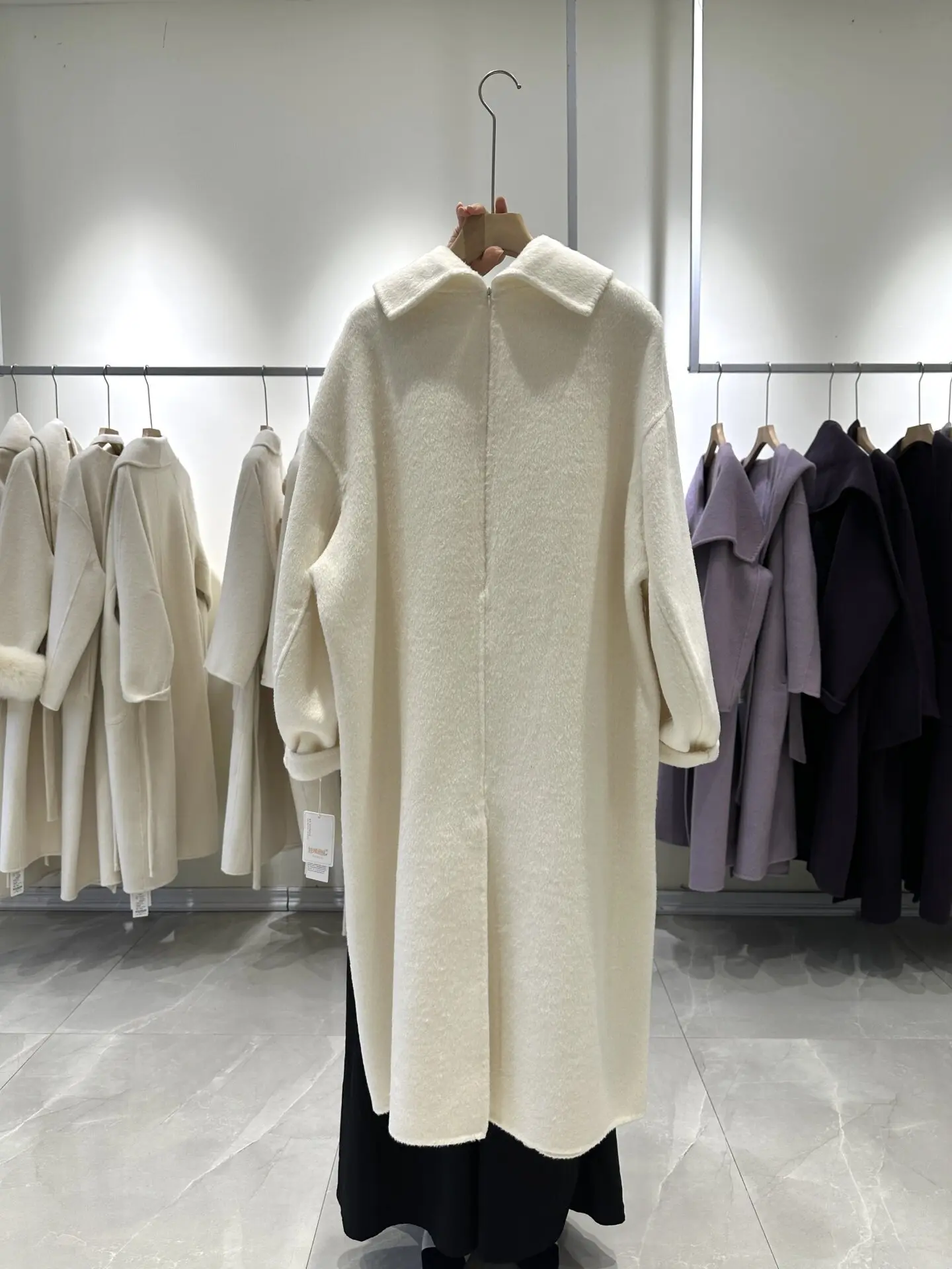 Women Autumn Winter New Double Face Wool Pullover Dress Coat Korean Long Woolen Hepburn Style Loose Elegant Outerwear For Women