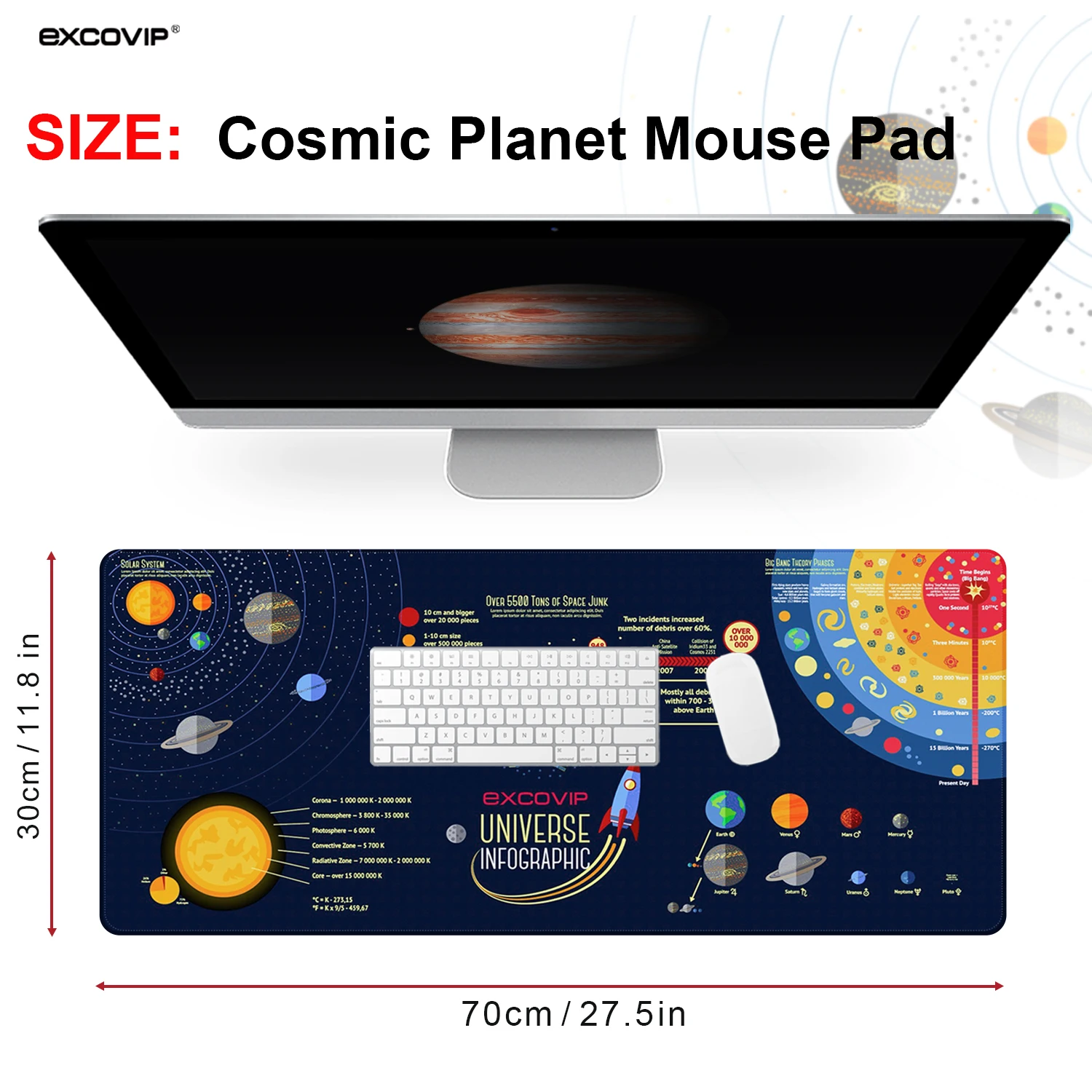 EXCO Gaming Mouse Pad Large Extended Big Computer Desk Mat with Stitched Edge Non-Slip Base Keyboard Mousepad for Gamer Office