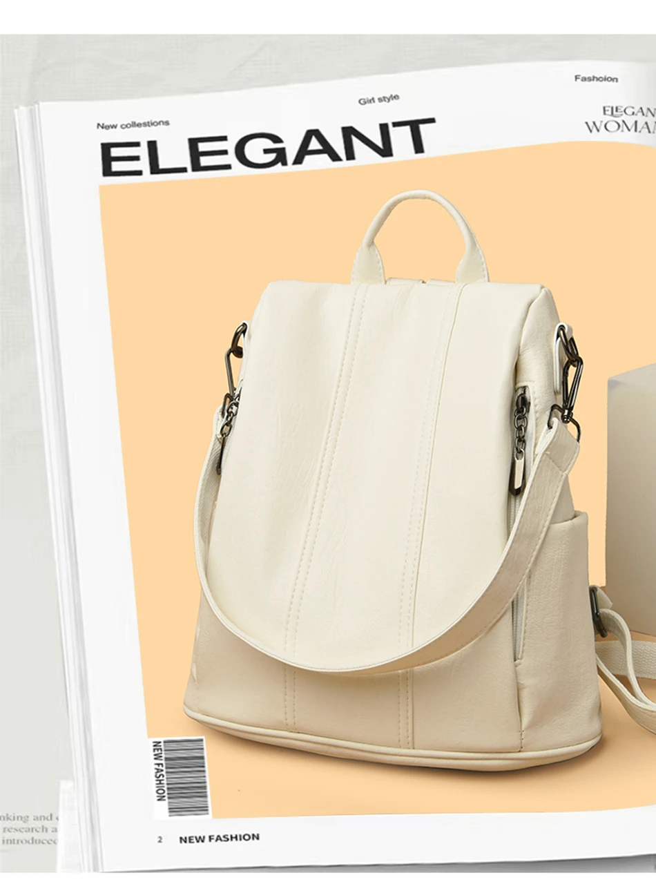 Luxury Brand Anti-Theft Women's Backpack High-Quality Leather Sac a Dos SchoolBag Knapsack for Female