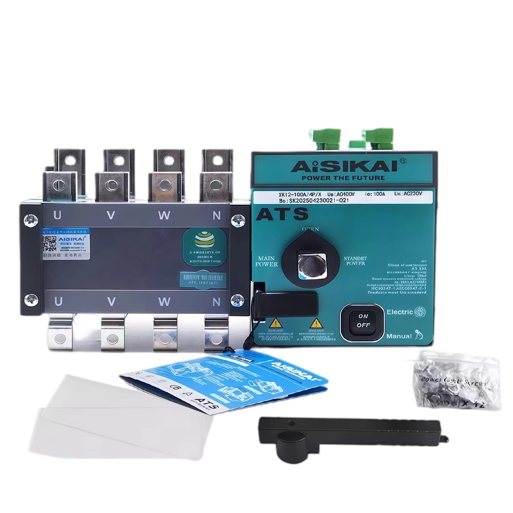 100A 160A 250A 4P AISIKAI ATS Diesel Generator Dual Power Automatic Transfer Switch Single Three Phase Generator Parts AC220V