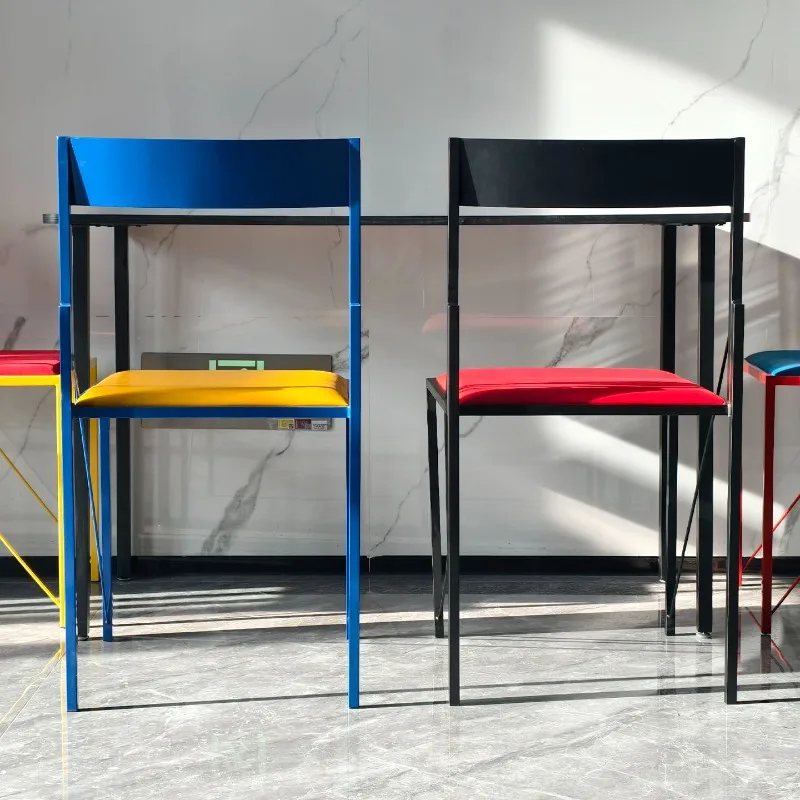 Colorful Dining Chair Backrest Stool for Milk Tea Shop Dopamine Aesthetic Cafe Seating Modern Reception Chairs