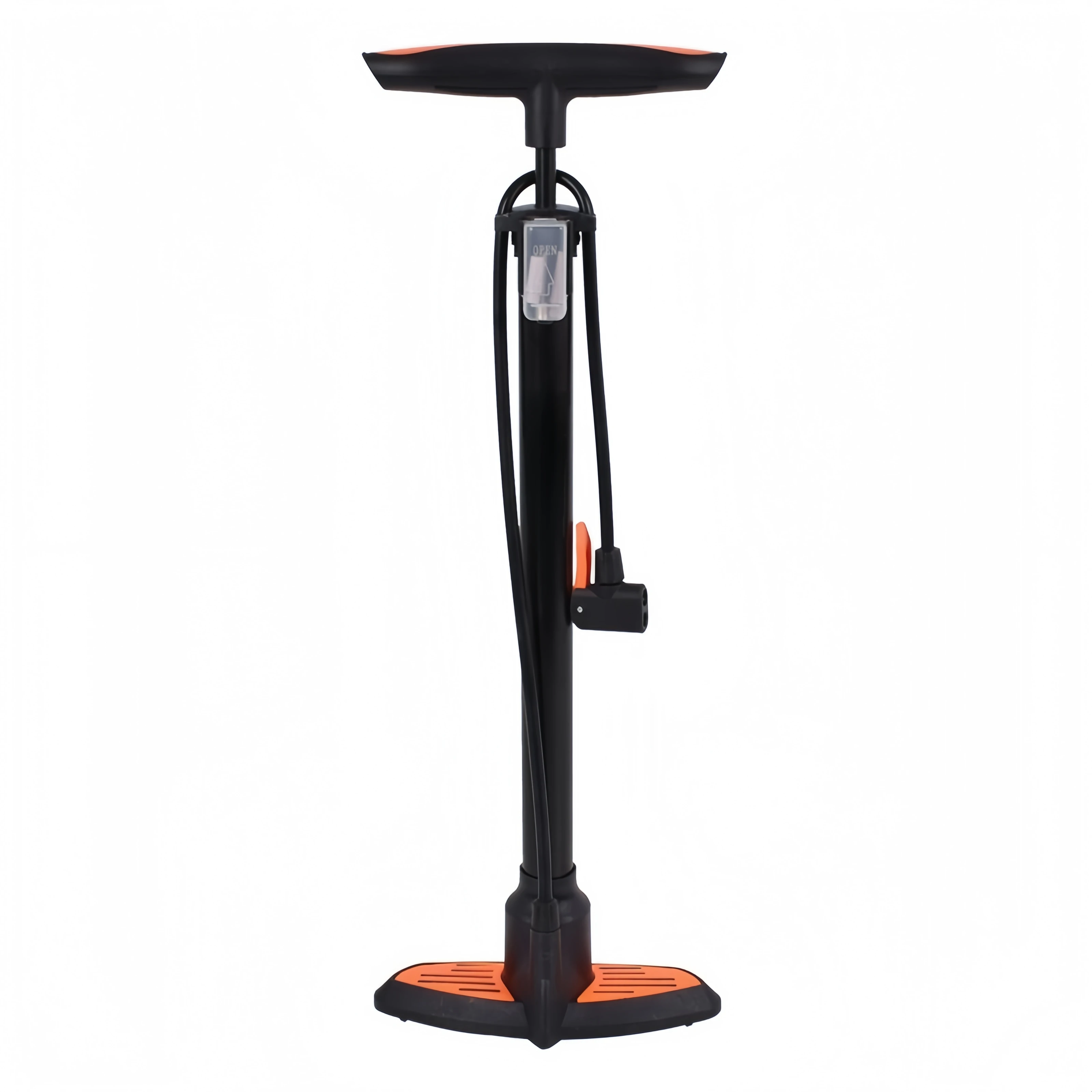 

STLF Carbon steel double tube with pressure gauge, bicycle, car tire inflator with instrument, manual pump Regular style