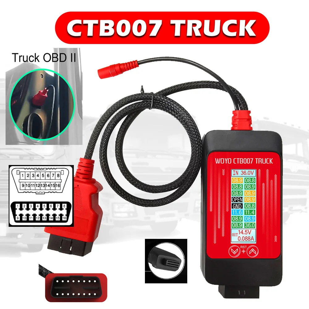 WOYO CTB007 TRUCK 24V To 12V Step-down Regulated Converter Enabling Truck To Safely Use OBD Power Booster Car Diagnostic Tools