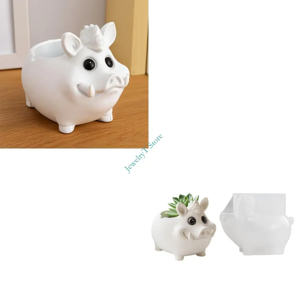 

LX9D Reusable Wild Boar Mold Silicone Texture Handmade Resin Art Crafting Mold for Decorative Planter Unique Gift Ideas