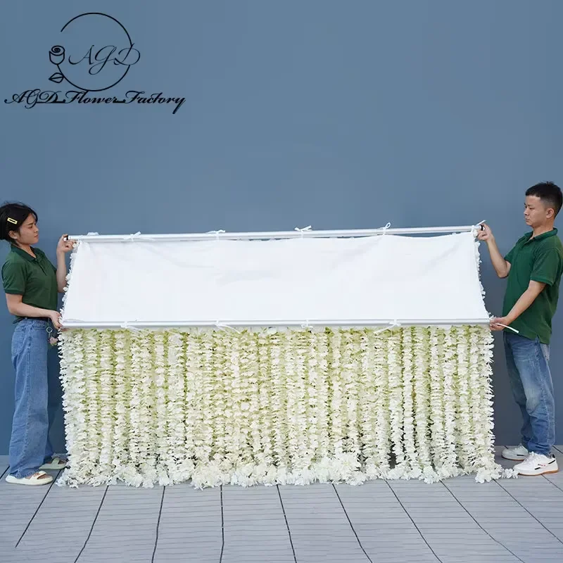 Easy Handling Realistic White Wisteria Strings Curtain for Hotel Lobby Exhibition Hall Wedding Thanksgiving Easter Decor Silk