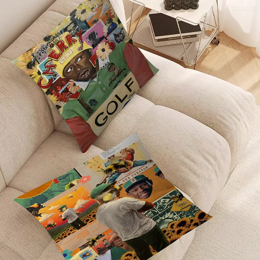 Rapper Tyler The Creator Pillow Covers Cartoon Sofa Decorative Home Double-sided Printing Short Plush Cute Cushion Cover