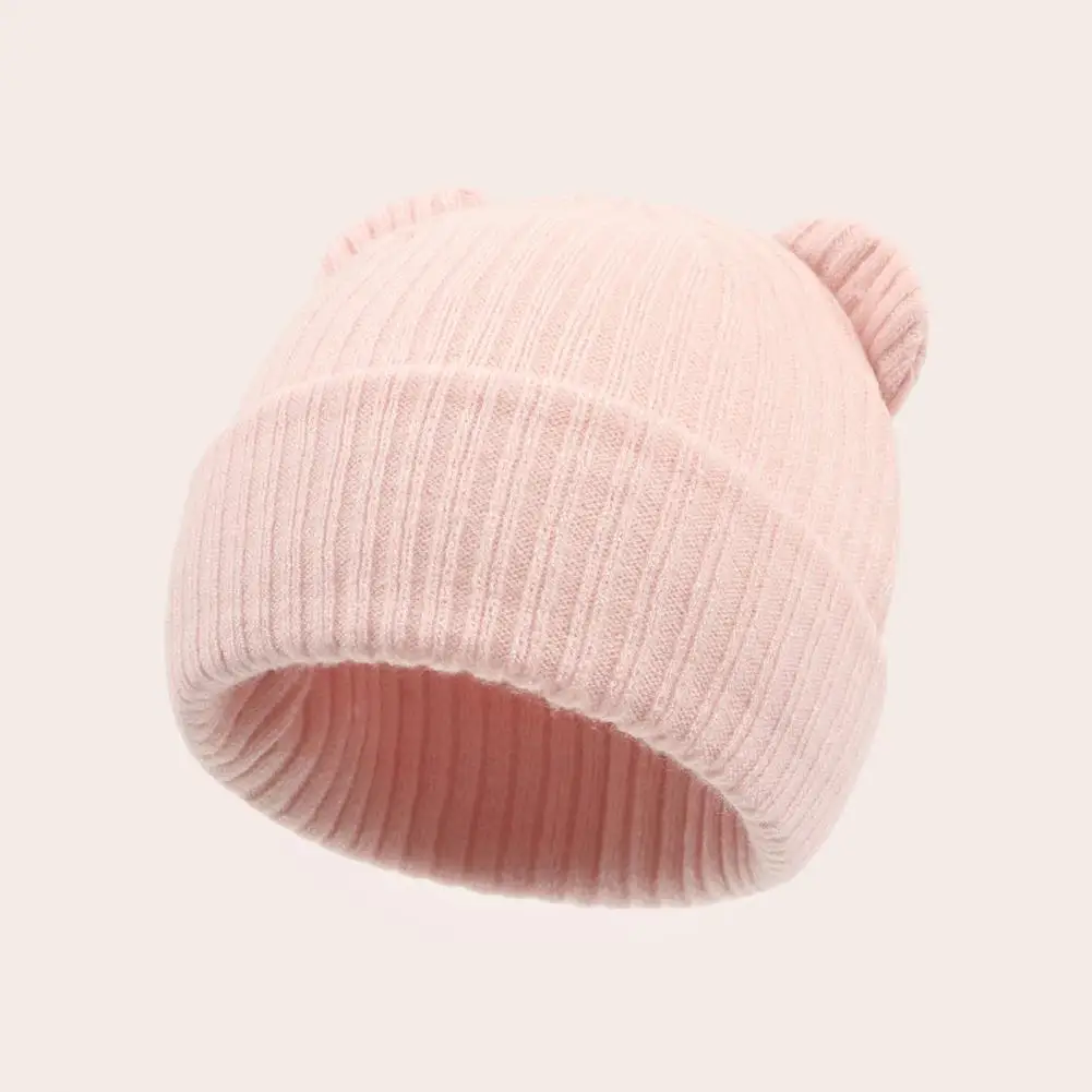 Soft Elastic Knit Hat for Babies Baby Knitted Bear Ear Hat Soft Cozy Winter Skull Cap for Newborn Infant Toddler Boys Girls
