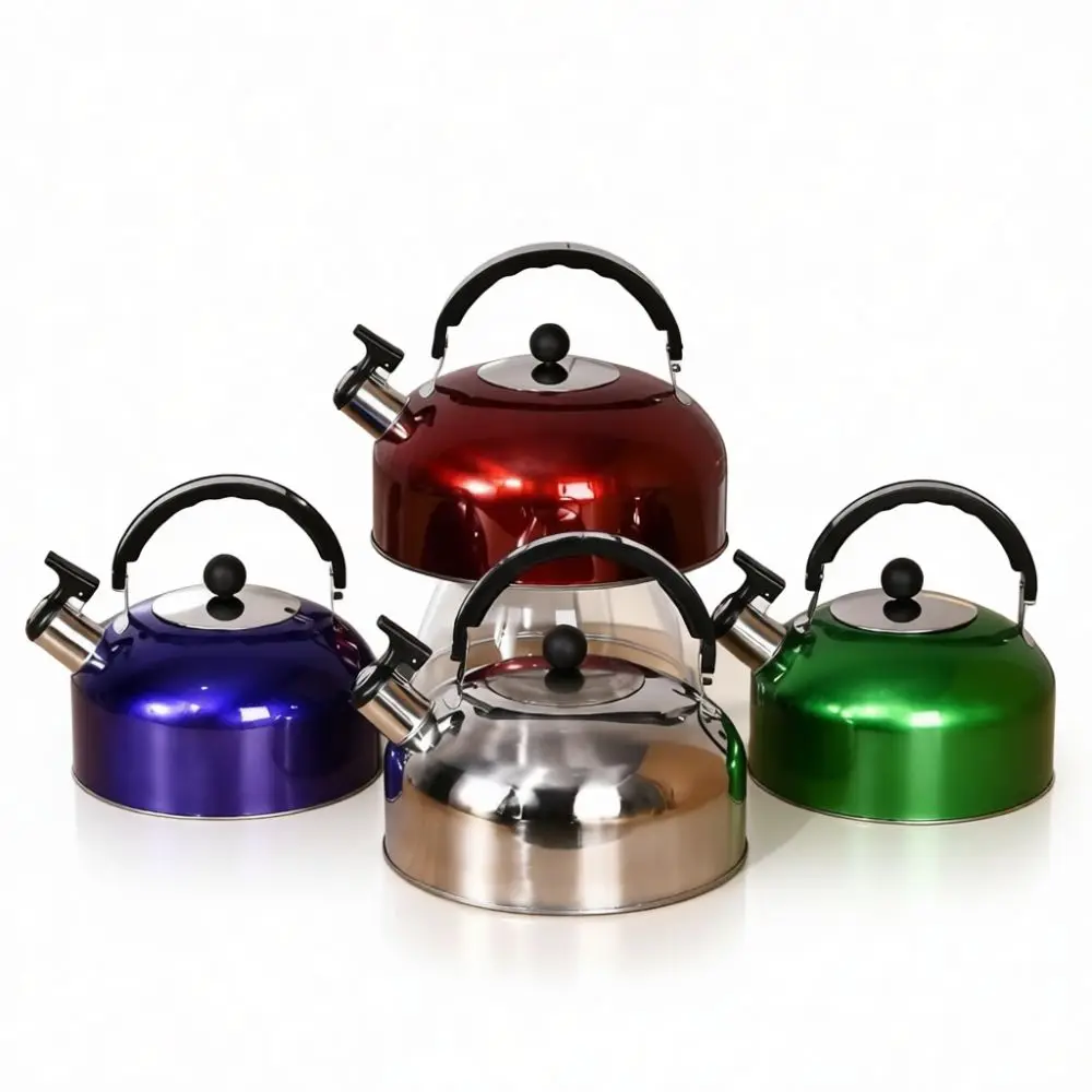 Portable Stainless Steel Whistling Kettle Outdoor Camping Tea Pot Home Kitchen Water Boiler Flat Base Fast Heating Tool