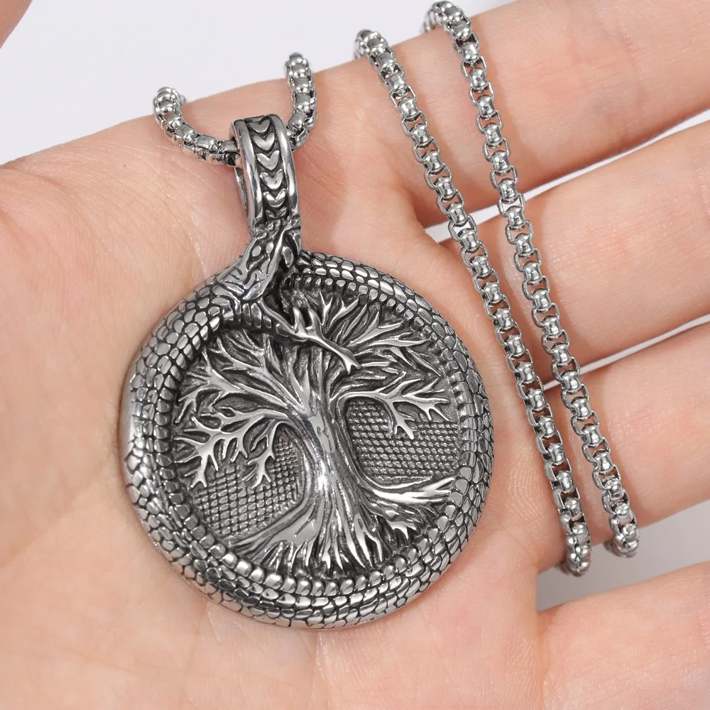 Vintage Viking Compass Tree of Life Pendant Charm Men\'s Necklace Christmas Gift Valentine\'s Day Gift Amulet Jewelry Accessories