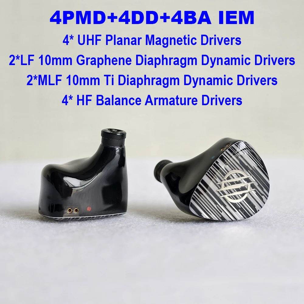IEM Earphones in-ear Monitor Earbuds 4DD+4BA+4 PMD HiFi Headphones Planar Magnetic Driver Hybrid Wired Headphone for Audiophiles