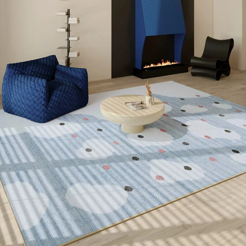 Large Area Living Room Decoration Blue Carpet Modern Style Rugs for Bedroom Home Washable Floor Mat Anti-slip Cloakroom Soft Rug