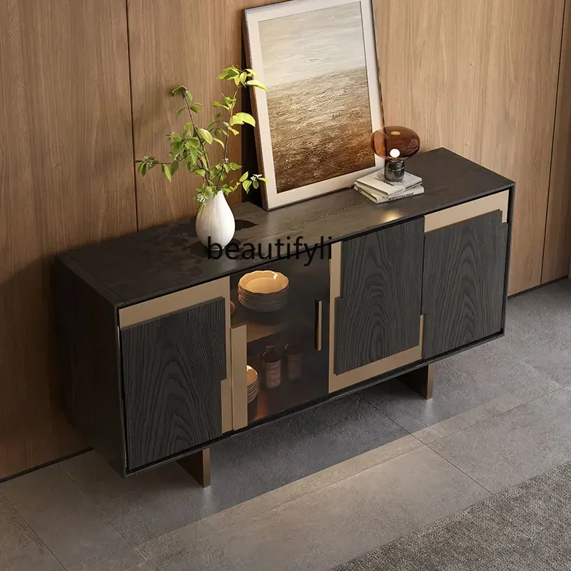 

53Italian light luxury entrance cabinet modern simple high-end dining side cabinet villa living room decorative locker