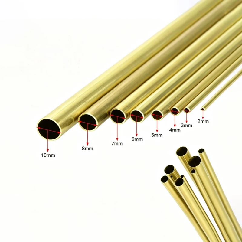 2PCS Brass Round Tube Outer Diameter: 6/6.5/7/7.5/8/8.5/9/9.5/10/10.5/11/12mm H65 Capillary Copper Tube Wall Thickness: 0.2-3mm