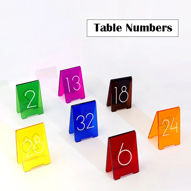 6PCS Double Sides Standing Acrylic Table Numbers Customized Desk Sign Plates Restaurant Cafe Bar Table Marker Reserved Seat Card