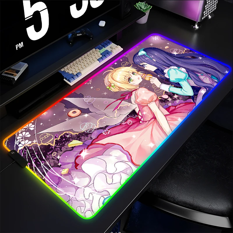 

Mouse Pad Anime Gamer LED Computer Card Captor Sakura Mousepad Gaming Accessories Tablet Varmilo Keyboard Pad RGB Cute Desk Mat