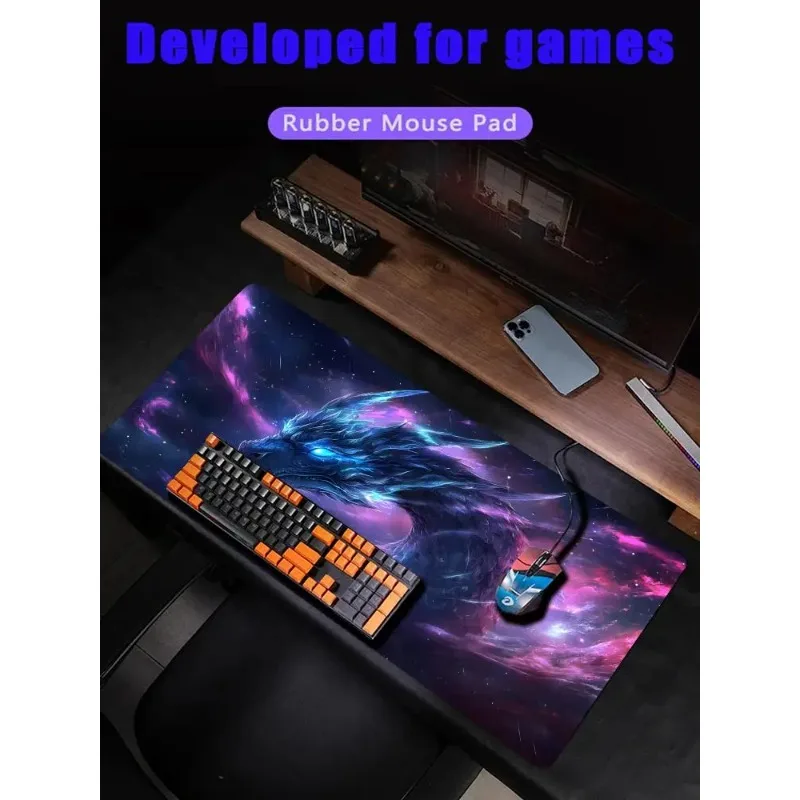 Fantasy Universe Starry Dragon gaming Mouse Pad Desk Mat Stitched Edge Durable Non-Slip Gaming pad office rug Computer mousepads