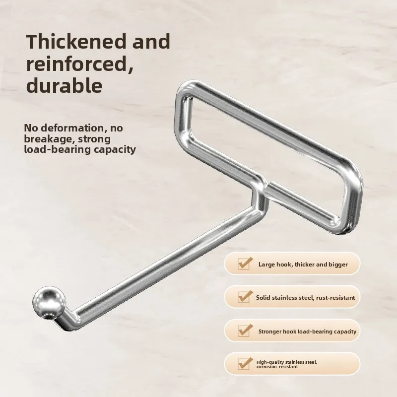 Stainless Steel Hook Powerful Wall Adhesive Hook Door Back No Drilling Traceless Hook Bathroom Kitchen Rotatable Maximum Load...