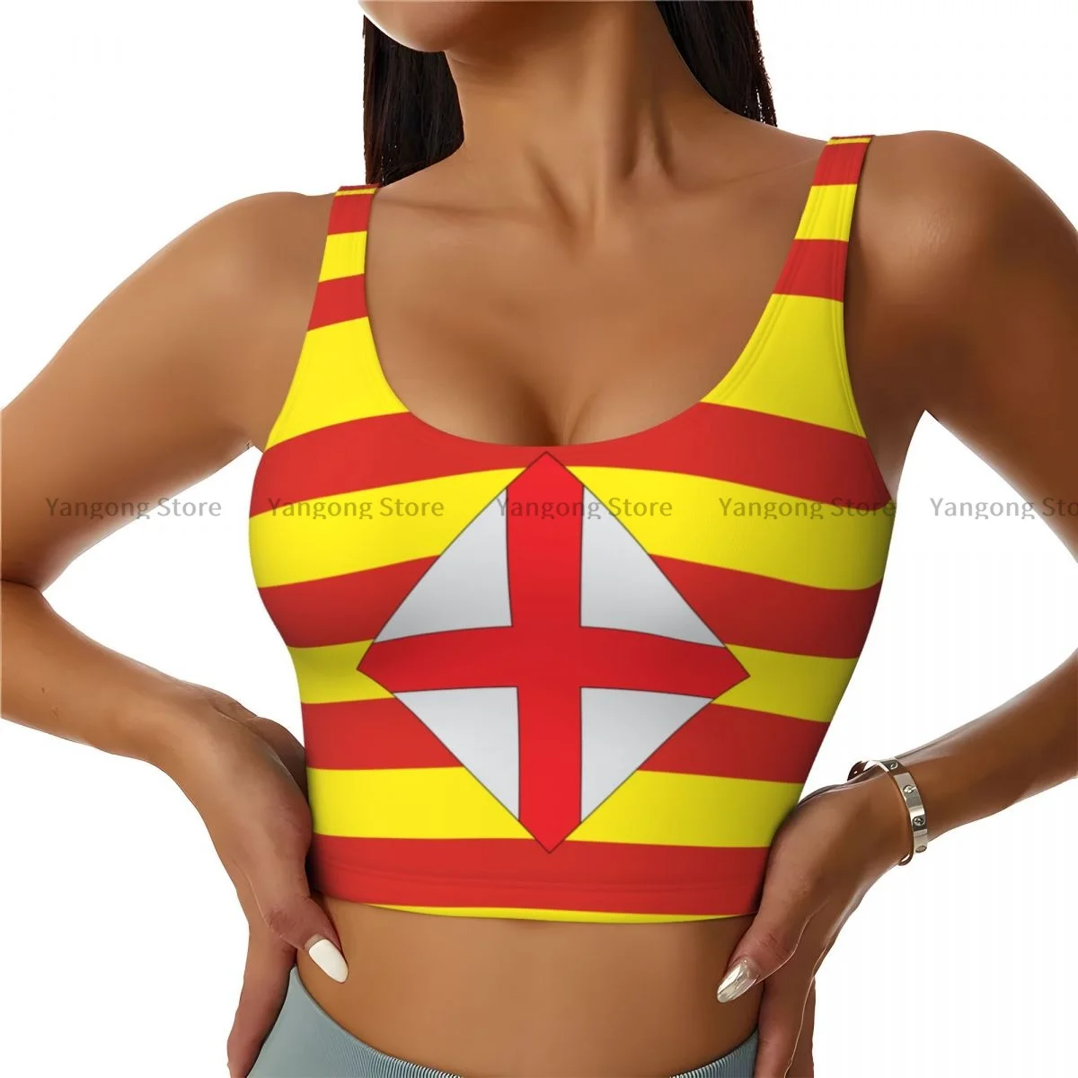 Women Sexy Sports Vest Flag Barcelona Province Female Streetwear Sport Lingerie Tee Crop Top