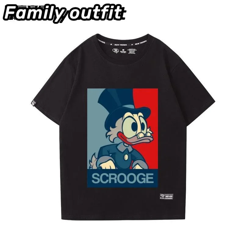 Trendy Brand DUCK TALES Scrooge McDuck 202 New Summer High-quality Men's Short-sleeved Women's T-shirt Fashion Children's Top