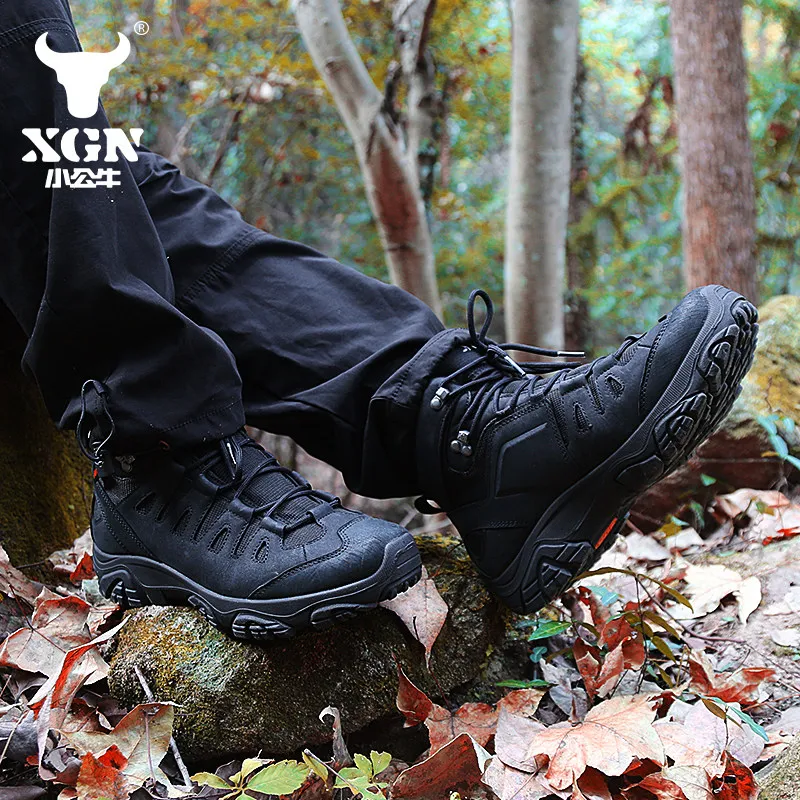 XGN Outdoor hiking shoes men EVENT waterproof anti slip cowhide trekking boots lightweight sports hunting shoe training sneakers