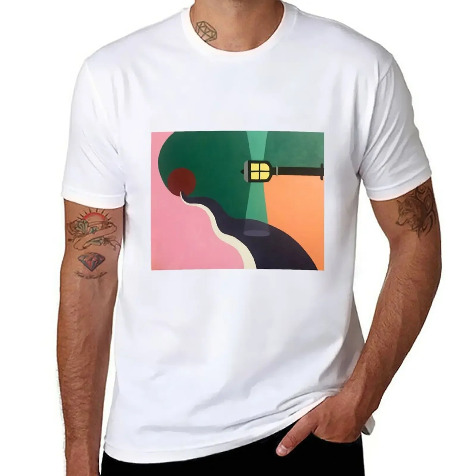 Nighttime Stroll Color Block Paintng T-Shirt summer top cute tops t shirts for men