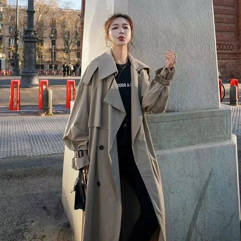 American Super Long Windbreaker Women's Ankle Spring and Autumn 2025 New Korean Version of Loose Mid-Length Knee-High Jacket