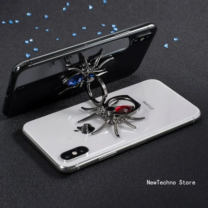 Universal Luxury Diamond Metal Spider Mobile Phone Finger Ring Holder 360 Rotate Stand for iPhone Sumsang Huawei Xiaomi